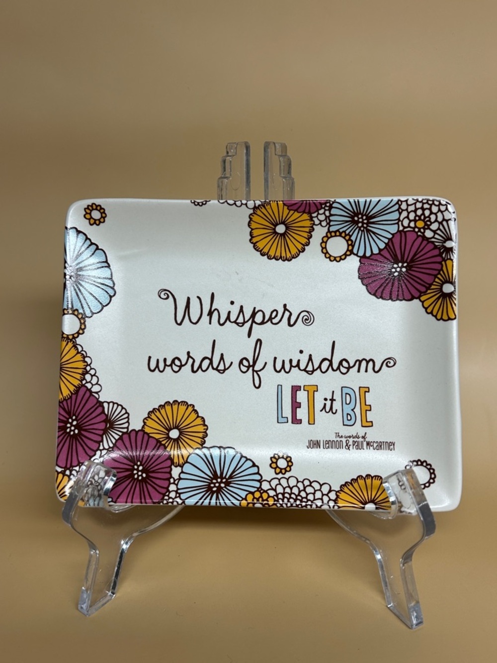 "Whisper words of wisdom" Floral Trinket Dish by Hallmark Let it be John Lennon